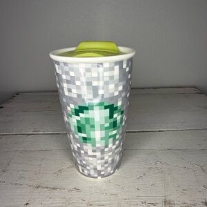 STARBUCKS 2012 Limited Rodarte Ceramic Pixel Tumbler Travel Mug ~ 12 oz